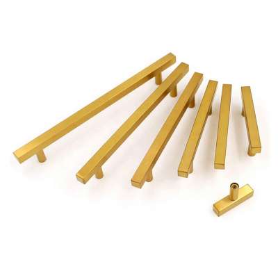 Brush Brass Gold Stainless Steel Cabinet Hardware Furniture Office Cupboard Drawer 96mm Door Pull SS Handle